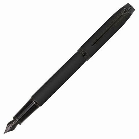Ручка перьевая PARKER "IM Achromatic Black BT", черный матовый, нержавеющая сталь, синяя, 2127741 