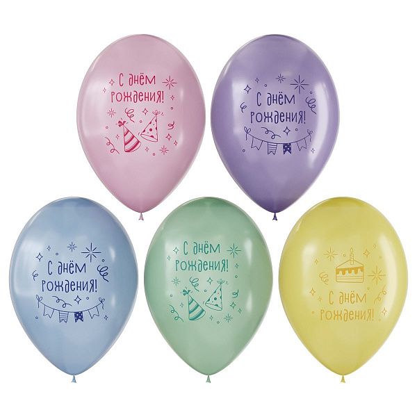 Воздушные шары, 25шт., М12/30см, MESHU "Party time", пастель, ассорти