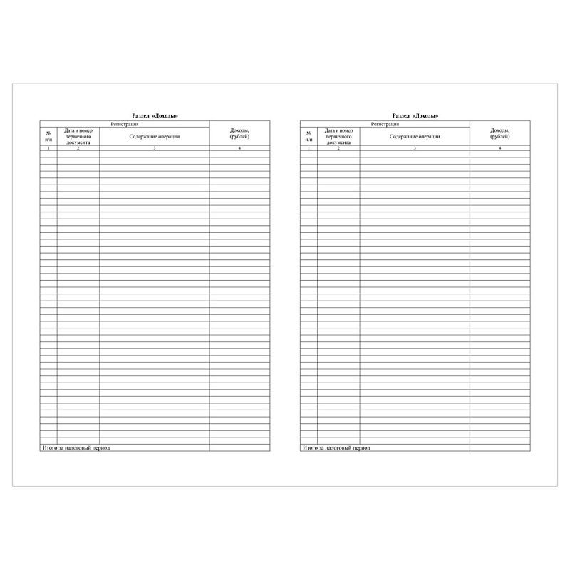 Книга учета доходов ИП, применяющих патентную систему налогообложения, А4, 48стр., скрепка, блок офсетная бумага