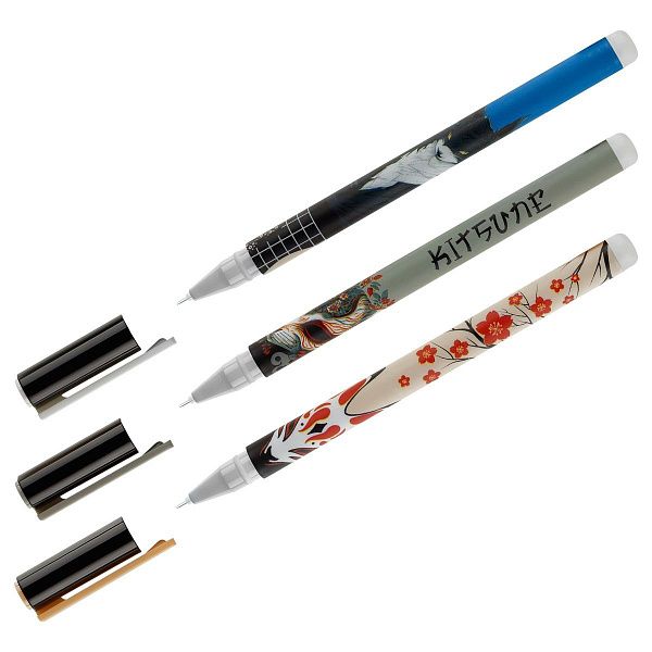 Ручка гелевая стираемая MESHU "Kitsune" синяя, 0,5мм, корпус ассорти