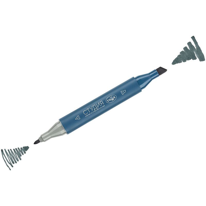 Маркер двусторонний для скетчинга Гамма "Студия", серо-голубой, корпус трехгранный, пулевид./клиновид. наконечники