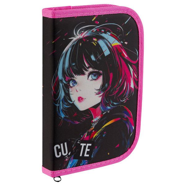 Пенал 1 отделение, 200*130 ArtSpace "Anime Girl", доп. секция, ткань