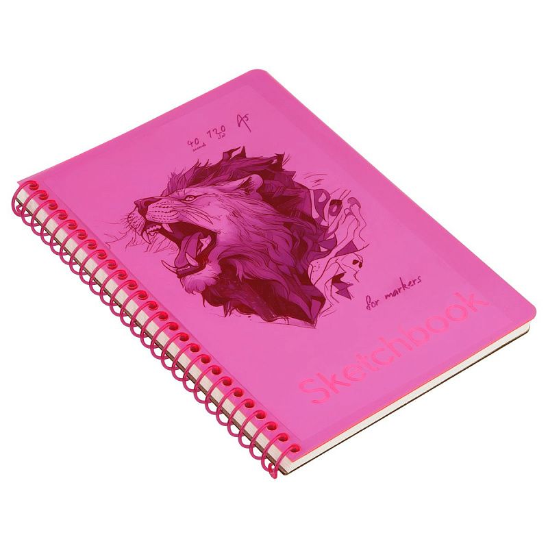 Скетчбук 40л., А5 BG "Neon. Pink", на гребне, маркерная бумага 120г/м2