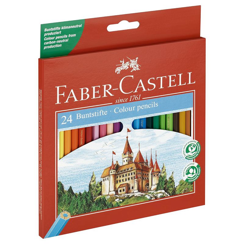Карандаши цветные Faber-Castell "Замок", 24цв., шестигр., заточ., картон, европодвес