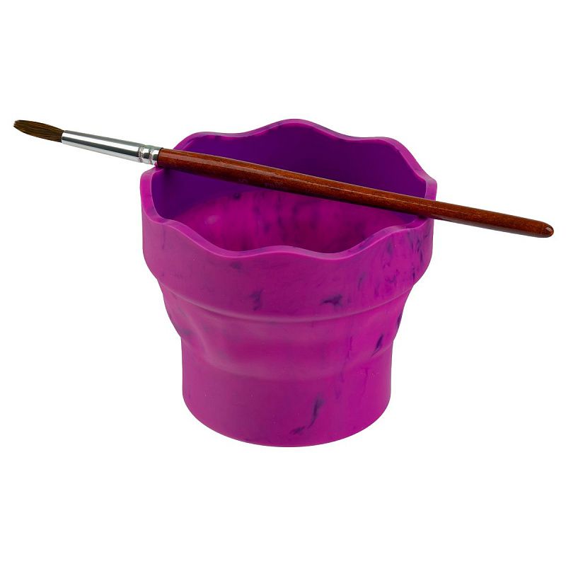 Стакан для воды Faber-Castell "Clic&Go", складной, розовый мрамор