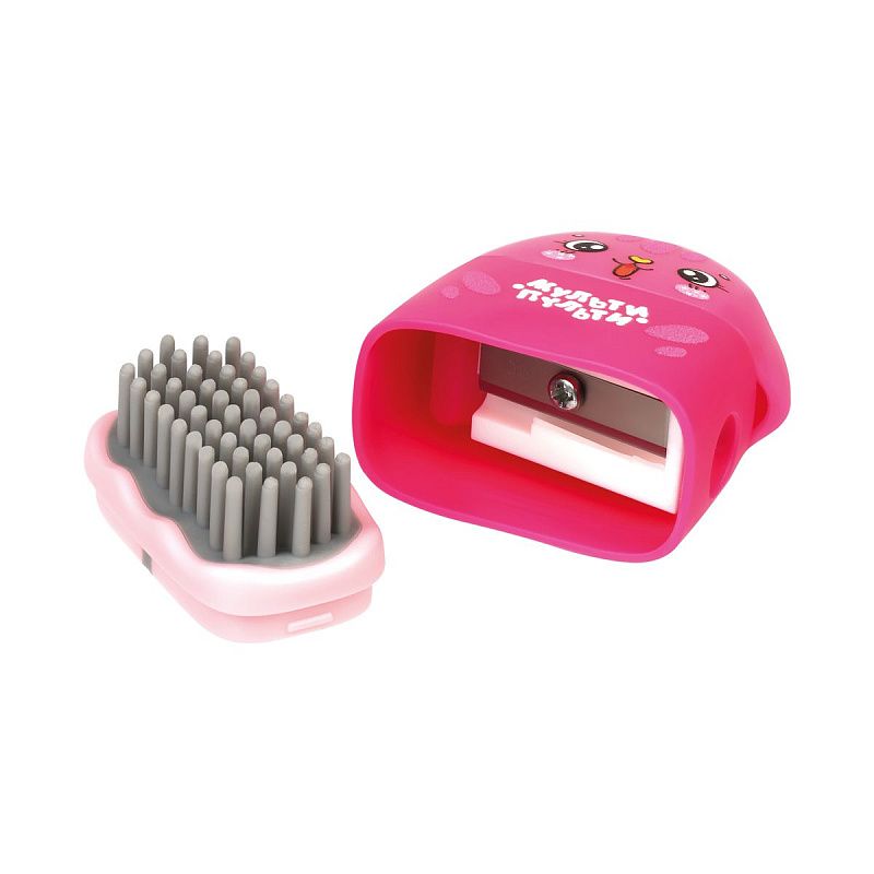 Точилка пластиковая с ластиком Мульти-Пульти "Милашки" 1 отверстие, контейнер, ассорти 