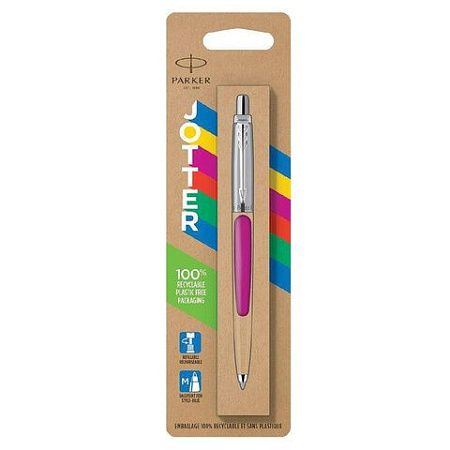 Ручка шариковая PARKER "Jotter Orig Magenta", корпус розовый, нержавеющая сталь, блистер, синяя, 2075996 