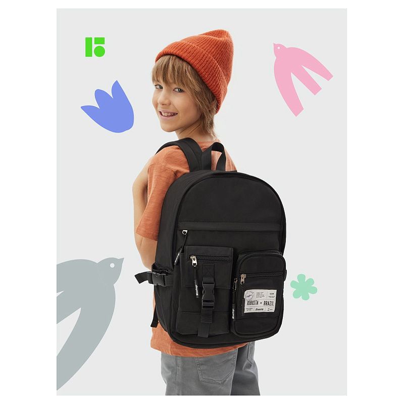 Рюкзак Berlingo Tasty "Black rubusta", 40*28*15см, 1 отделение, 7 карманов, уплотненная спинка 