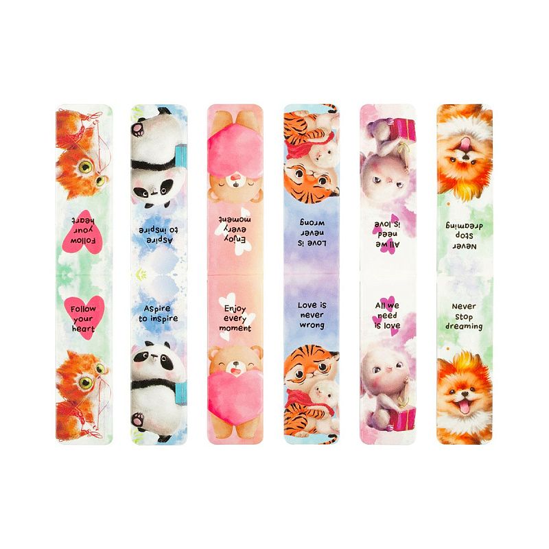 Закладки магнитные для книг, 6шт., MESHU "Cute animals", глянцевая ламинация 