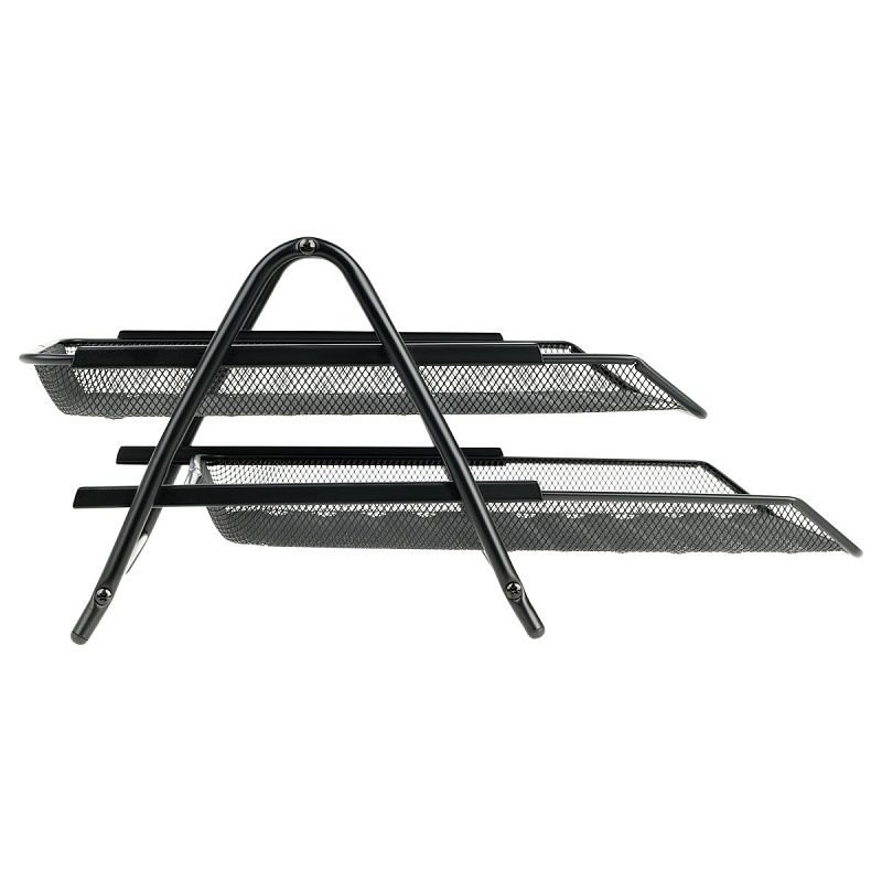 Лоток для бумаг горизонтальный СТАММ, 2 секции, металл, черный