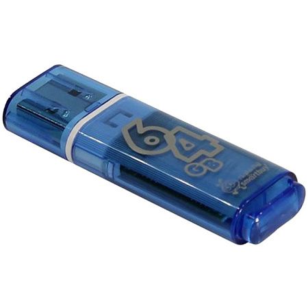 Память Smart Buy "Glossy"  64GB, USB 2.0 Flash Drive, голубой