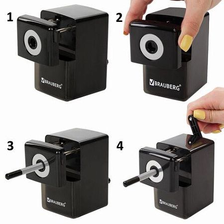 Точилка механическая BRAUBERG "BLACK JACK", крепление к столу, металлический механизм, цвет чёрный, 222516 
