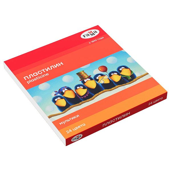 Пластилин Гамма "Мультики", 24 цвета, 480г, со стеком, картонная упаковка