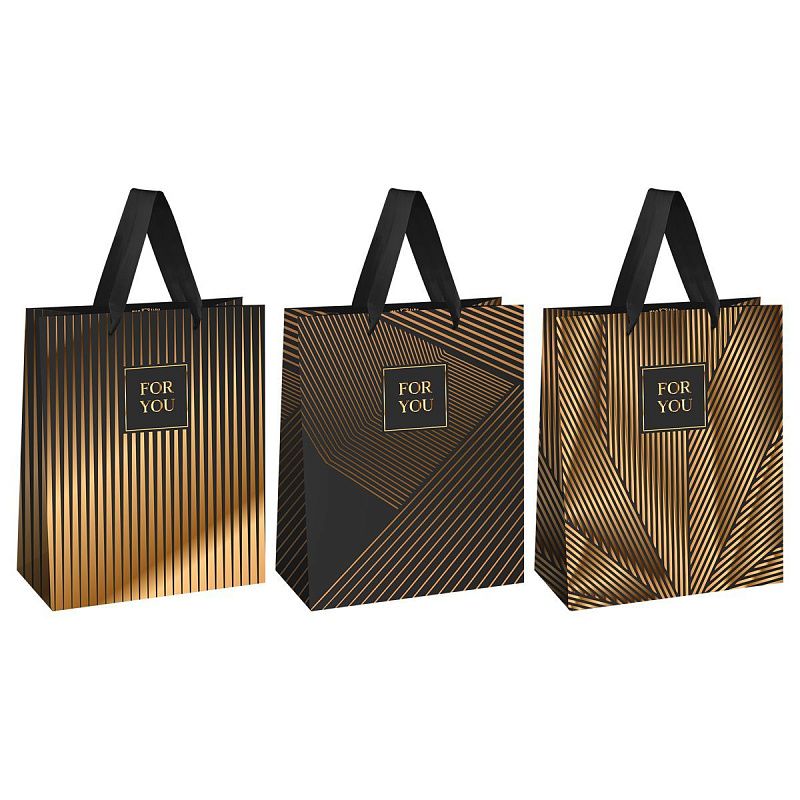 Пакет подарочный 18*23*10см MESHU "Strict lines", фольга, матовая ламинация