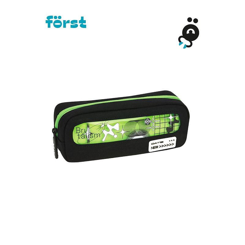 Пенал мягкий с прозрачным окошком, 1 отделение, 205*80*50 Först "Graphic", текстиль с ПВХ 