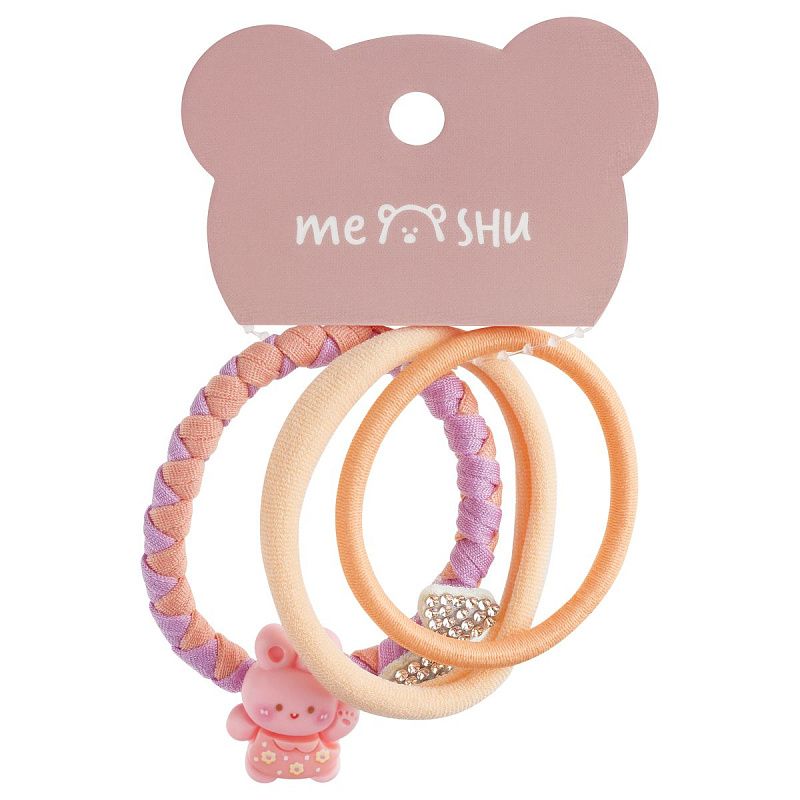 Резинки для волос MESHU, ассорти текстур, 3шт., диаметр 5см, европодвес