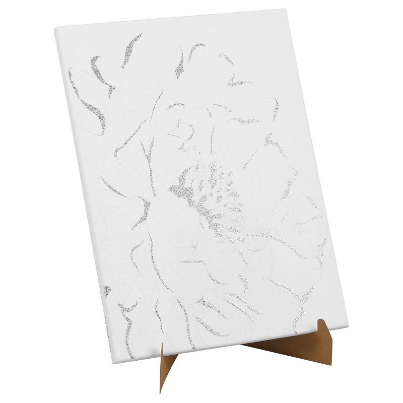 Картина по номерам на холсте с глиттером ТРИ СОВЫ "Серебро на цветке", 30*40, с акриловыми красками и кистями