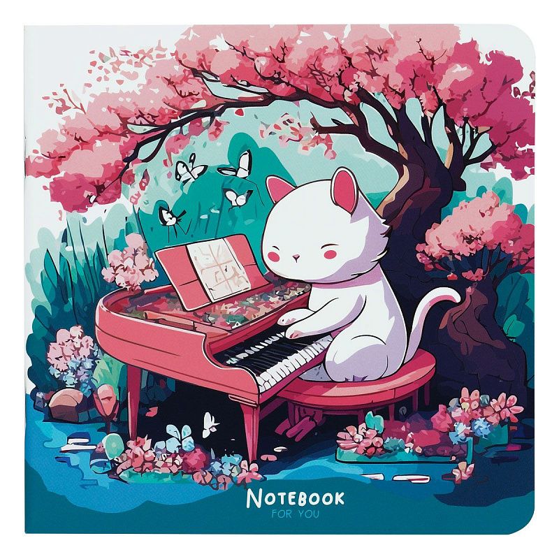 Записная книжка 170*170 мм 40л. на скрепке MESHU "Cat`s symphonie", soft-touch ламинация, блок без линовки, 80г/м2