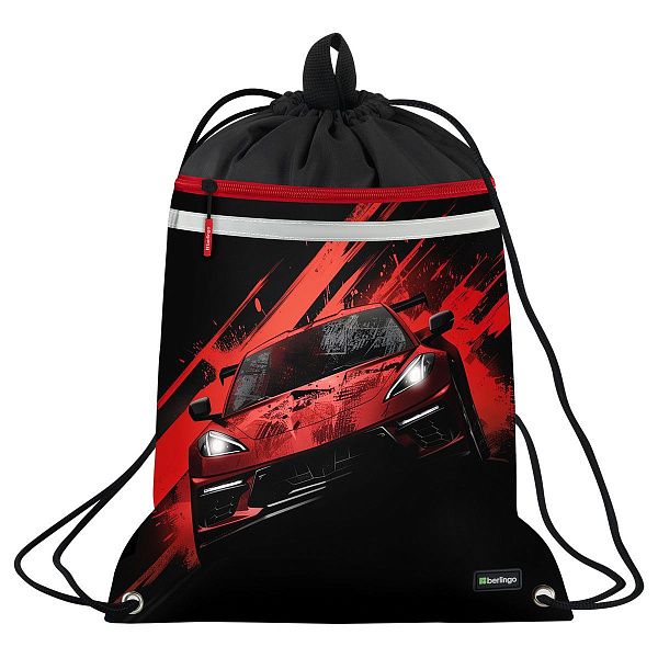 Мешок для обуви 1 отделение Berlingo "Fast Track", 360*460мм, вентиляционная сеточка , светоотражающая лента, карман на молнии