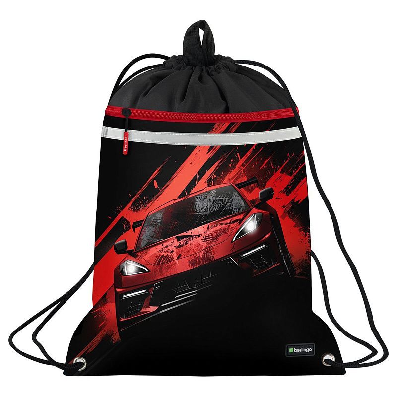 Мешок для обуви 1 отделение Berlingo "Fast Track", 360*460мм, вентиляционная сеточка , светоотражающая лента, карман на молнии