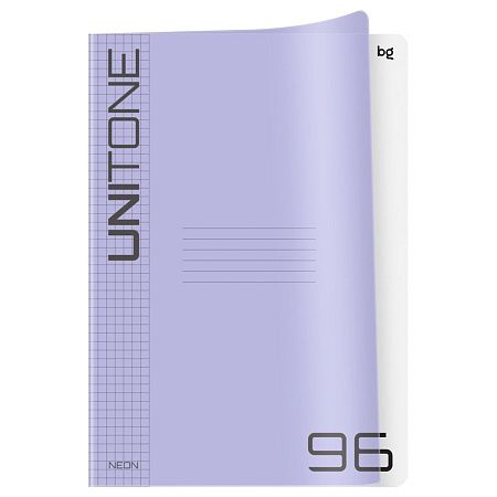 Тетрадь 96л., А4 клетка BG "UniTone. MIX", пластиковая обложка, микс цветов