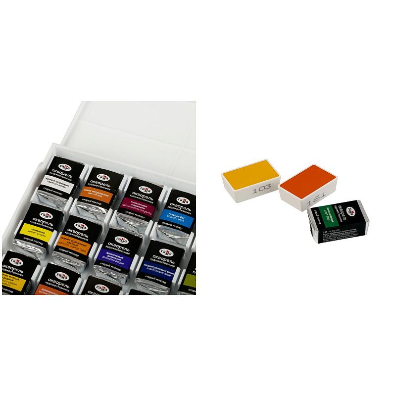 Акварель художественная Гамма "Старый Мастер" 24цв*2,6мл. пластик. пенал