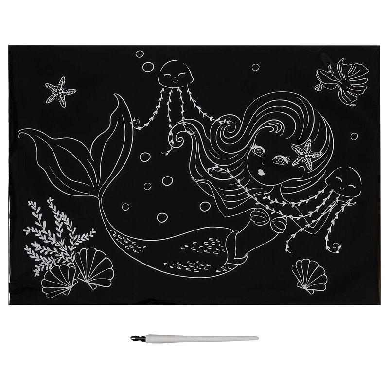 Гравюра с мультицветной основой ТРИ СОВЫ "Русалка", А4