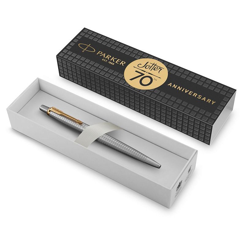 Ручка шариковая Parker "Jotter 70th Stainless Steel GT" синяя, 1,0мм, кнопочн., подарочная упаковка 