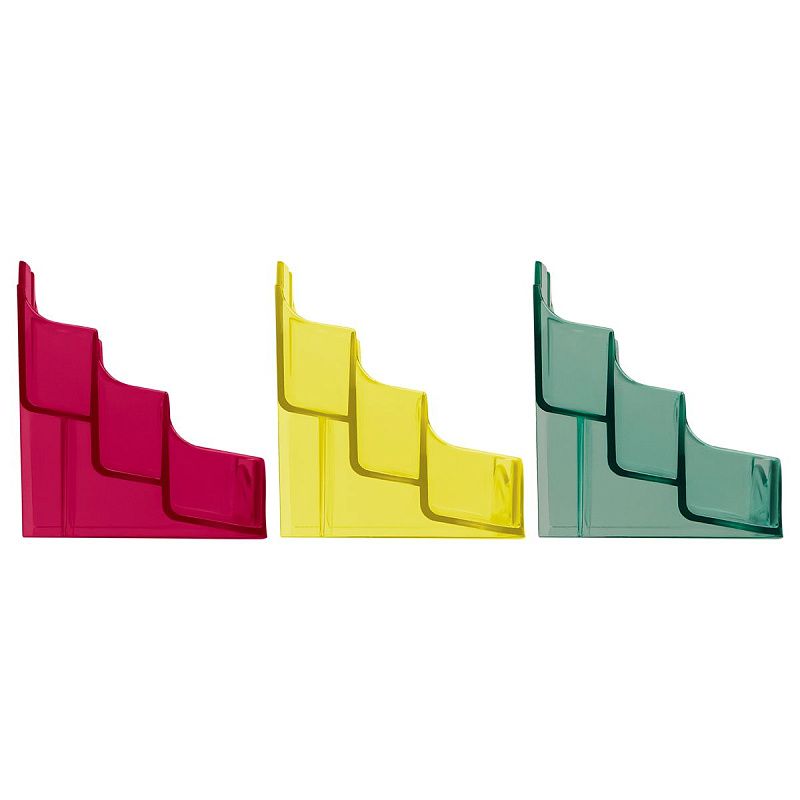 Подставка для визиток настольная СТАММ, 70*102мм, 3 отделения, пастельные цвета, ассорти