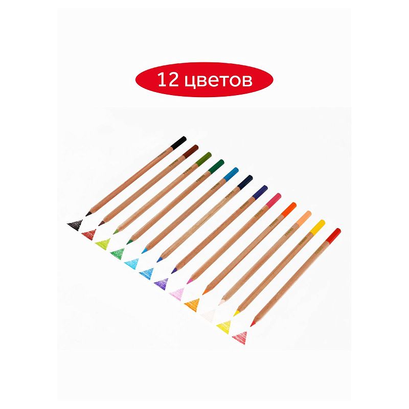 Карандаши цветные Гамма "Мультики", 12цв., супермягкие, увелич. диаметр грифеля 4,0мм, заточен., картон. упак., европодвес