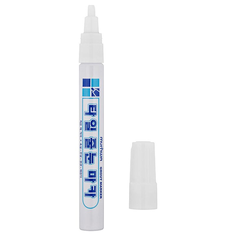 Маркер-краска для плиточных швов MunHwa "Grout Marker", 2мм + 2 запасных наконечника, водная основа, белый, пакет ПВХ, европодвес 