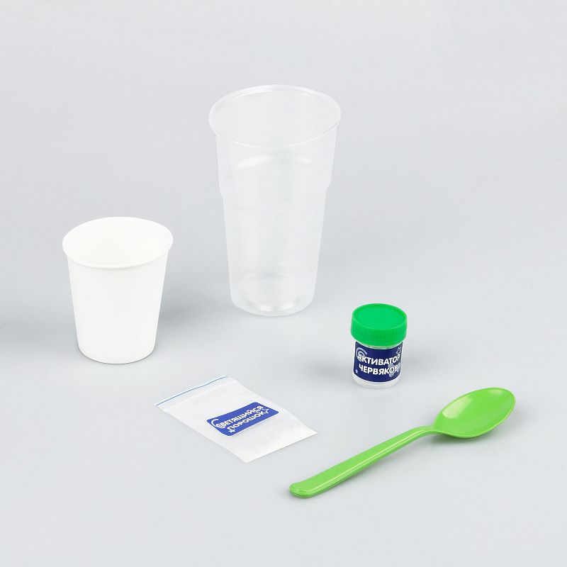 Набор для опытов 4в1 ТРИ СОВЫ "Волшебные полимеры", пенный поток, светящиеся полимерные червяки, жвачка для рук, неоновый слайм, СИЗ, картонная коробк