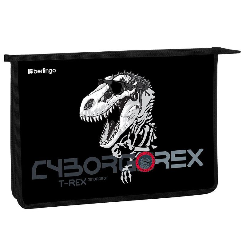 Папка для тетрадей 1 отделение, А4 Berlingo "T-REX", 340*245*40 мм, пластик, на молнии