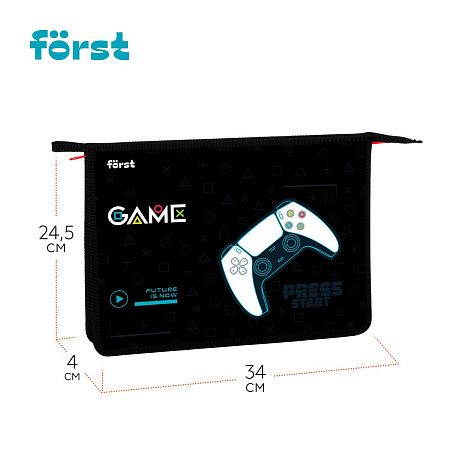 Папка для тетрадей 1 отделение, А4 Först "Game", 340*245*40мм, пластик, на молнии 