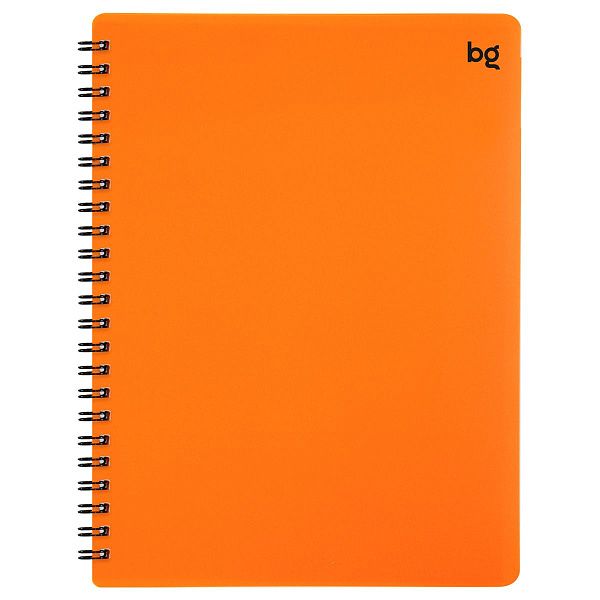 Тетрадь 48л., А5 клетка на гребне BG "Neon", пластиковая обложка, оранжевая