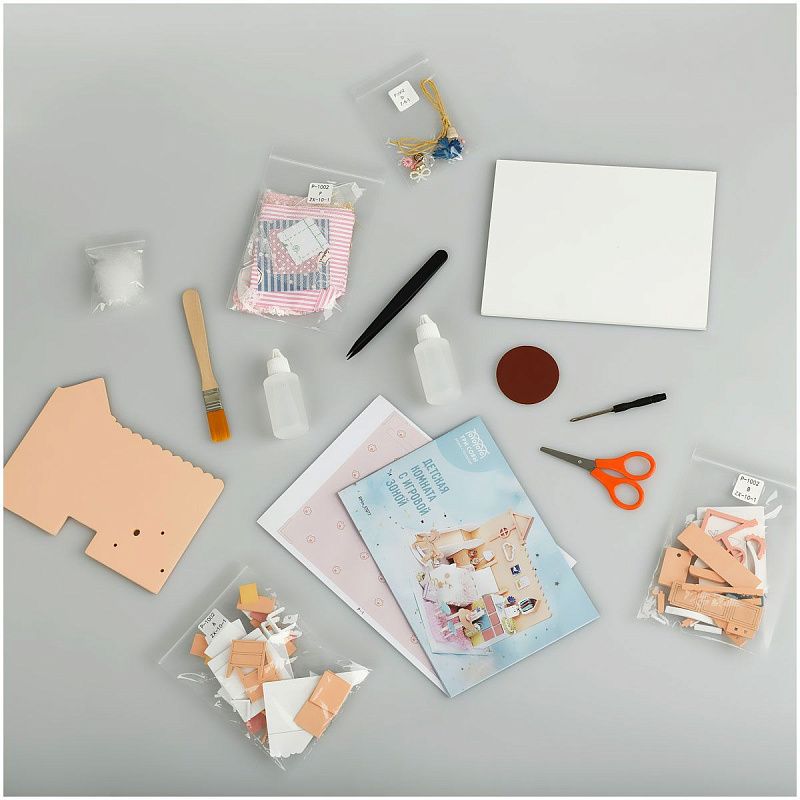 Сборная модель ТРИ СОВЫ, Румбокс "Детская комната с игровой зоной", инструменты, клей, картонная коробка