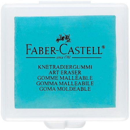 Ластик-клячка Faber-Castell, формопласт, 40*35*10мм, бирюзов./розов./синий, пластик. контейнер