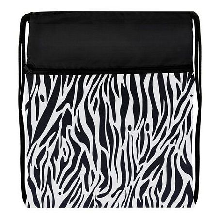 Мешок для обуви BRAUBERG БОЛЬШОЙ, с ручкой, карман на молнии, сетка, 49х41 см, "Zebra", 271611 