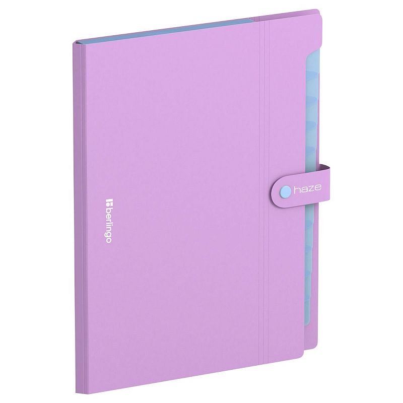 Папка 12 отделений Berlingo "Haze", А4, 600мкм, на кнопке, сиреневая 