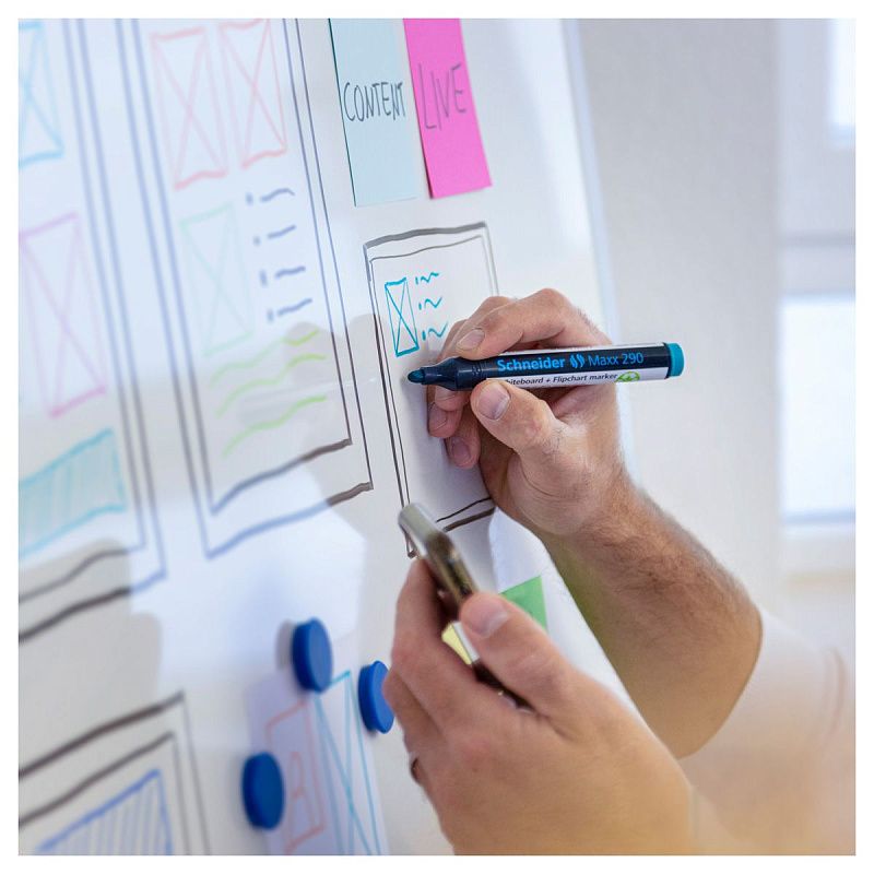 Маркер для белых досок и флипчартов Schneider "Maxx 290" синий, пулевидный, 3мм 