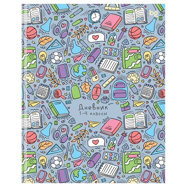 Дневник 1-4 кл. 48л. (ЛАЙТ) BG "Школьные предметы", матовая ламинация
