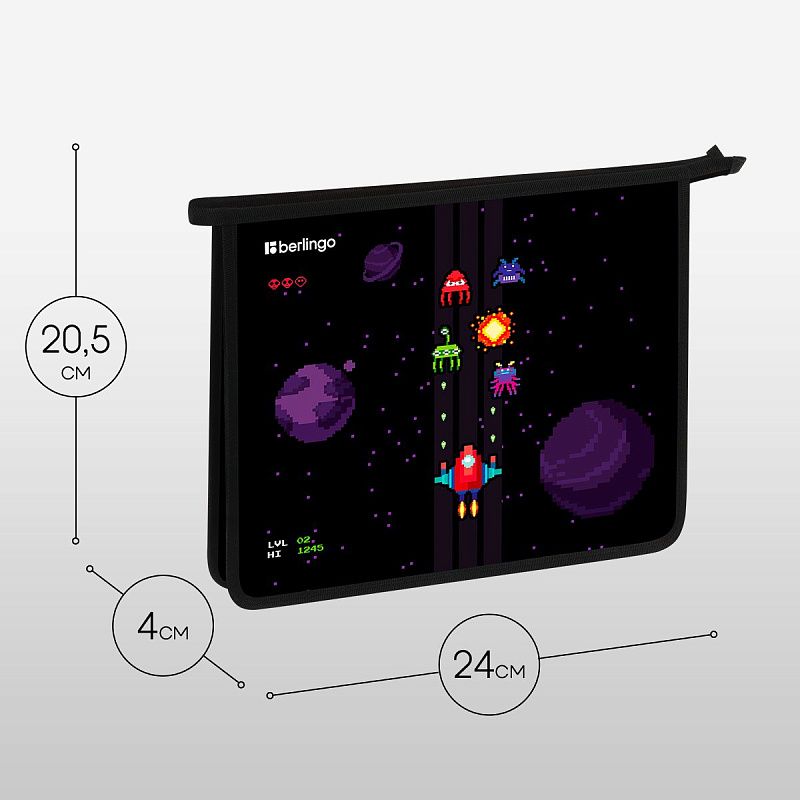 Папка для тетрадей 1 отделение, А5 Berlingo "Space Battle", 240*205*40 мм, пластик, на молнии 