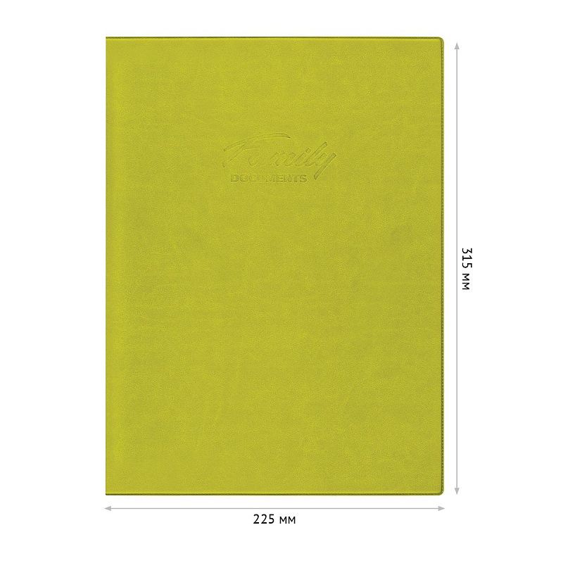 Папка для семейных документов А4, OfficeSpace, искусств. кожа, салатовая, инд. упаковка, ШК 