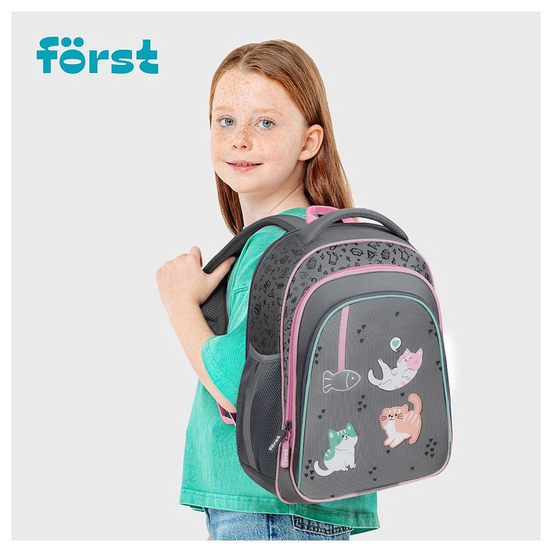 Ранец Först F-Base "Kittens" 36*29*17см, 3 отделения, 2 кармана, анатомическая спинка 