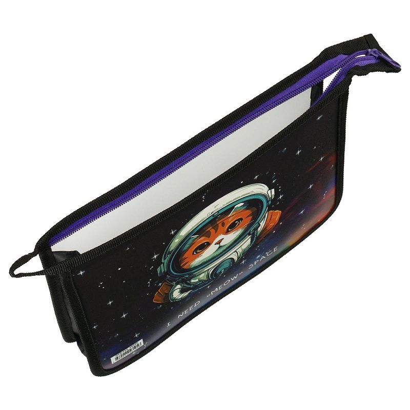 Папка для тетрадей 1 отделение, А5, ArtSpace "Meow Space", пластик, на молнии 