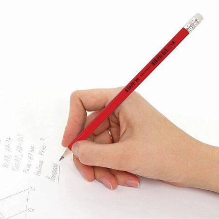 Карандаш чернографитный STAFF "Basic" BLP-744, 1 шт., НВ, с ластиком, пластик, корпус ассорти, 181744 