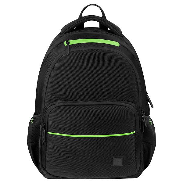 Рюкзак Berlingo U3 "Black-green" 41*29,5*13см, 2 отделения, 4 кармана, эргономичная спинка