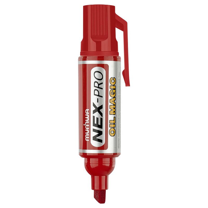 Маркер перманентный промышленный MunHwa «Nex-Pro Oil Magic» красный, скошенный, 7мм 