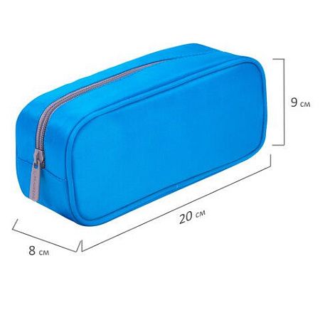 Пенал-косметичка BRAUBERG, мягкий, "KING SIZE BLUE", 20х8х9 см, 229018 