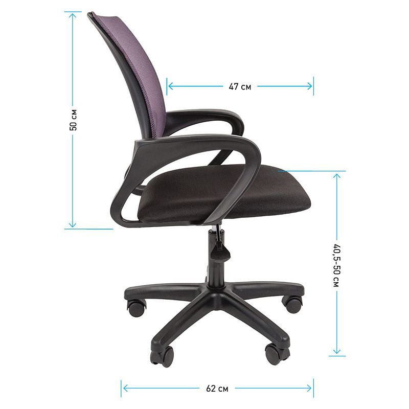 Кресло оператора Helmi HL-M96 R "Airy", спинка сетка серая/сиденье ткань черная, пиастра